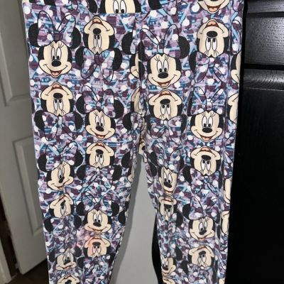 LuLaRoe Disney Minnie Mouse Tween Girl's Leggings Purple Blue White Dots